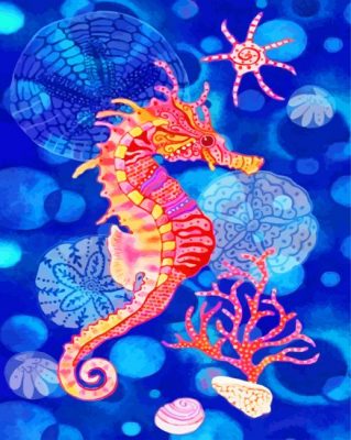 Pink Yellow Seahorse Paint by numbers