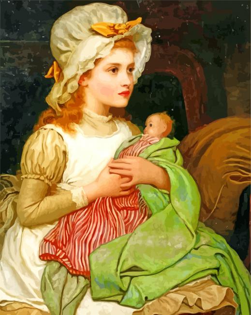 Young Child With Doll Paint by numbers