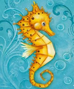 Cute Yellow Seahorse Paint by numbers