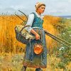 Girl In Harvest Field Paint by numbers