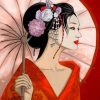 Geisha Wearing Red paint by numbers