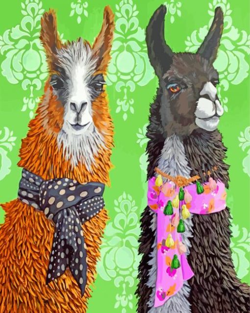 Stylish alpacas paint by number