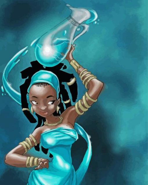 Black Woman Aquarius Paint by number