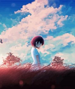 Calm Anime Girl In Field paint by number