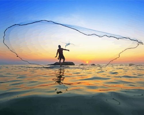 Fishing In Hawaii Silhouette paint by number