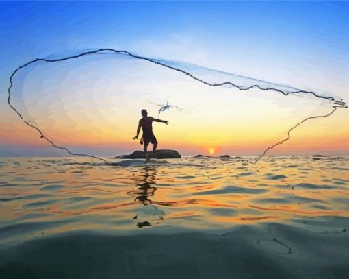 Fishing In Hawaii Silhouette paint by number