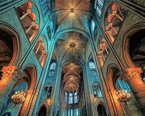 Gothic Cathedral Interior Paint by number