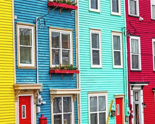 Jellybean Houses Newfoundland paint by number
