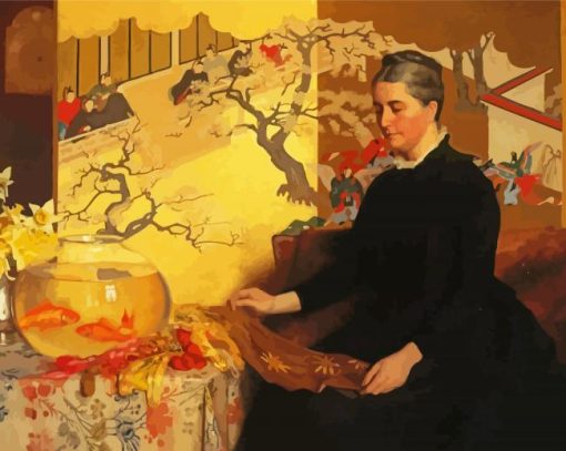 Lady And Goldfish paint by number