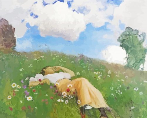 Lying Woman In Meadow Paint by number