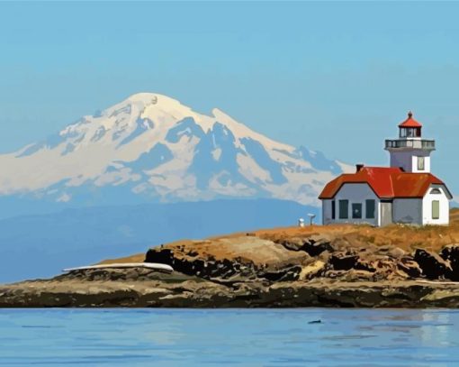 Patos Island Washington Lighthouse paint by number