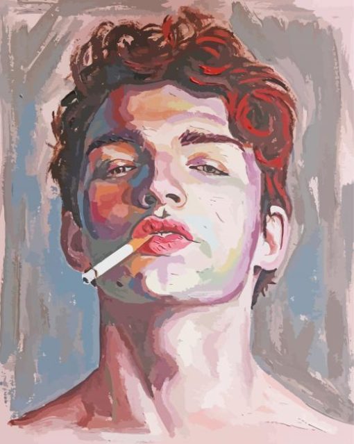 Cool Man With Cigarette Paint by number