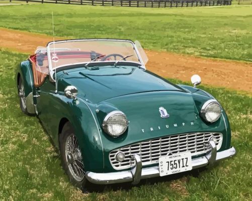 Green Triumph TR3A paint by number