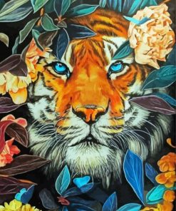 Aesthetic Tiger And Flowers paint by number