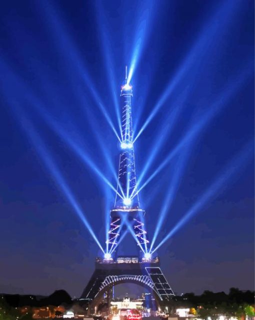 Aesthetic Eiffel Tower Light At Night paint by number