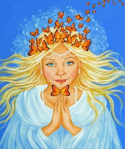Angel With Orange Butterflies paint by number