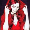 Aesthetic Red Witch Art Paint by number