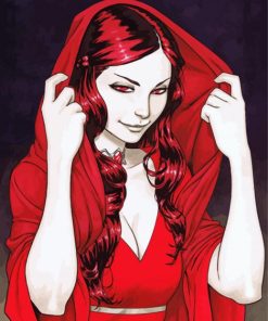 Aesthetic Red Witch Art Paint by number