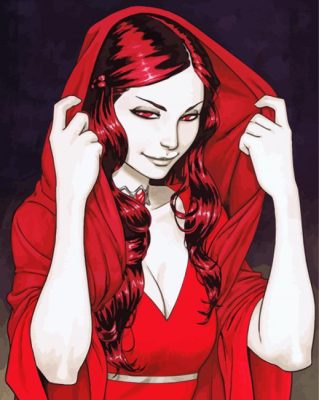 Aesthetic Red Witch Art Paint by number