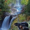 Black Bear Waterfall Landscape paint by number