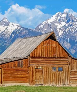 Barn Teton Mountains paint by number