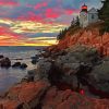 Bass Harbor Lighthouse At Sunset paint by number
