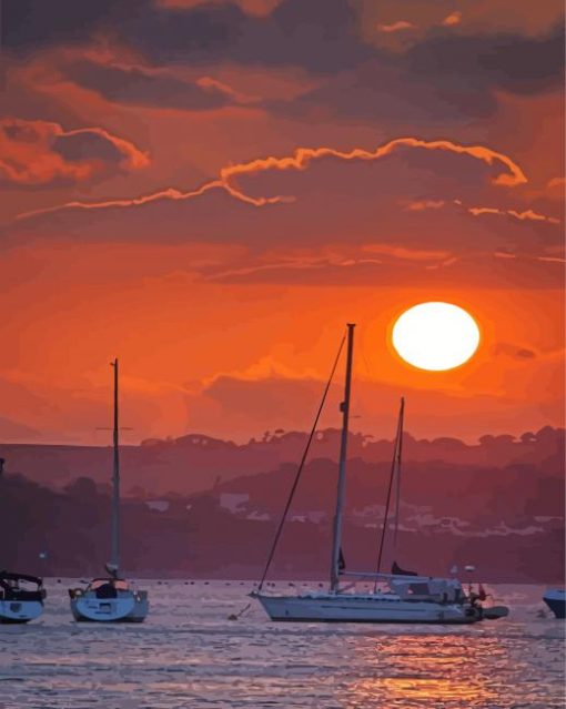 Brixham At Sunset paint by number