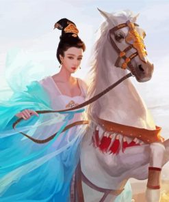 Chinese Princess With Horse paint by number