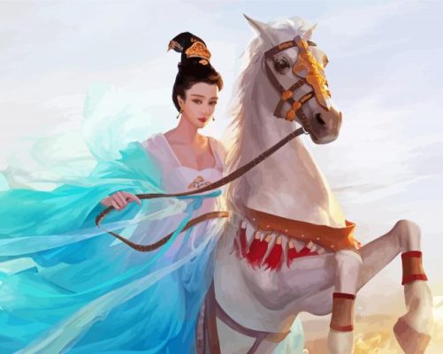 Chinese Princess With Horse paint by number