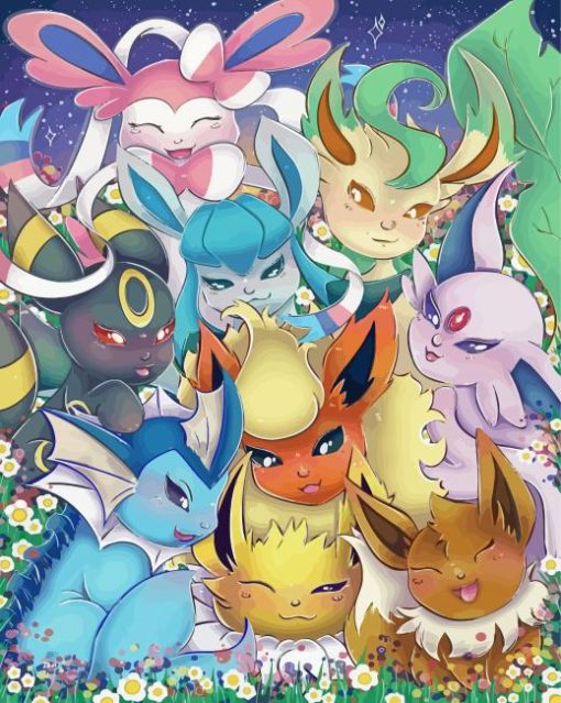 Cute Pokemon Go Eeveelutions paint by number