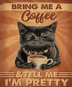 Cat And Coffee Poster Paint by number
