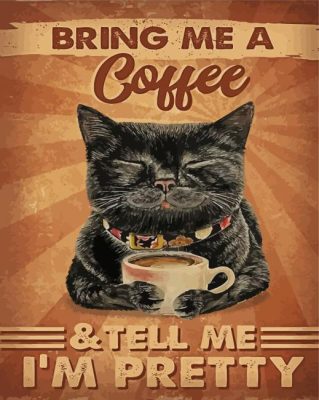 Cat And Coffee Poster Paint by number