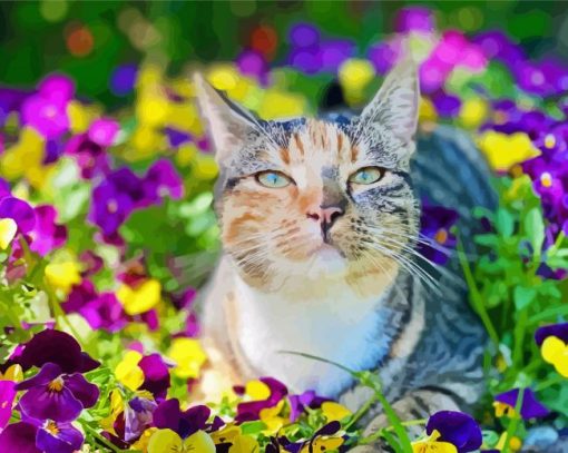 Cat Flower paint by number