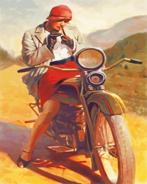 Classic Girl Motorcycle Paint by number