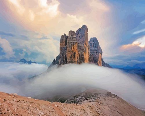 Cloudy Tre Cime Di Lavaredo paint by number