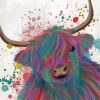 Colorful Abstract Highland Cow paint by number