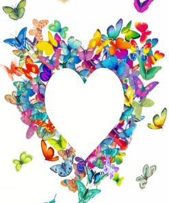 Colorful Heart Shape Butterflies paint by number