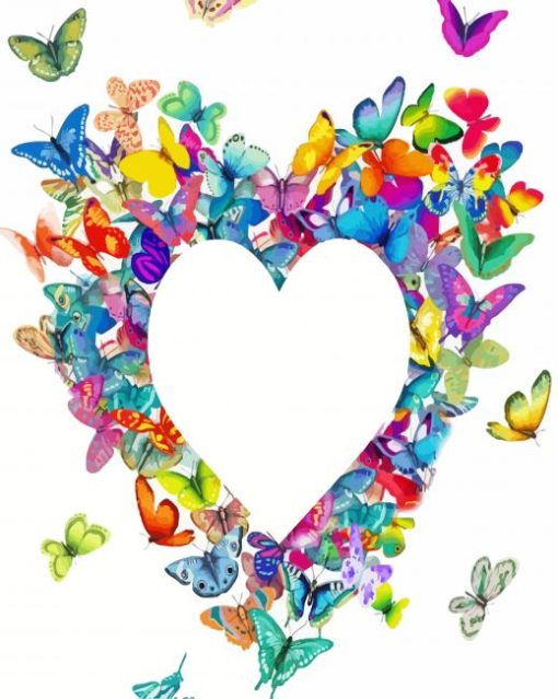 Colorful Heart Shape Butterflies paint by number