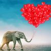 Elephant And Balloons Hearts paint by number