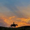 Girl Riding A Horse Sunset Silhouette paint by number