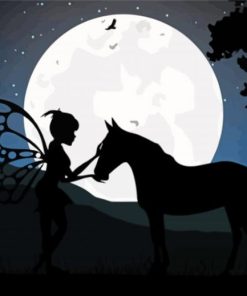 Horse And Fairy Silhouette paint by number