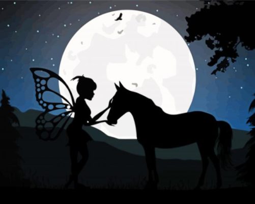 Horse And Fairy Silhouette paint by number