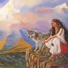 Indian Girl And Wolf paint by number
