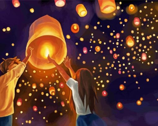 Lanterns In The Sky Art paint by number