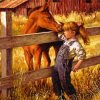 Little Girl And Horse In Farm paint by number