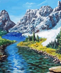 Mountains River Art paint by number