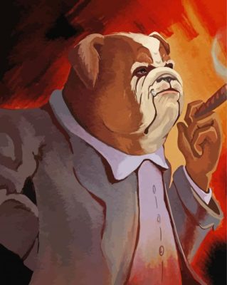 Mr Bulldog Smoking Cigar paint by number