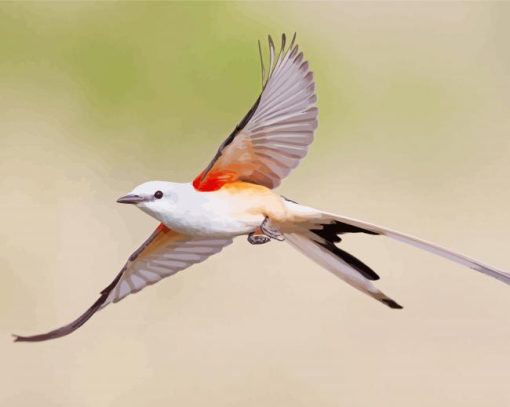 Oklahoma Flycatcher Bird Flying paint by number