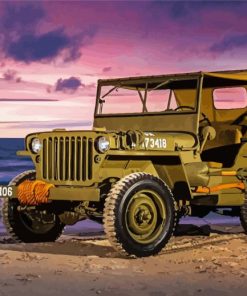 Old Jeep By Sea paint by number