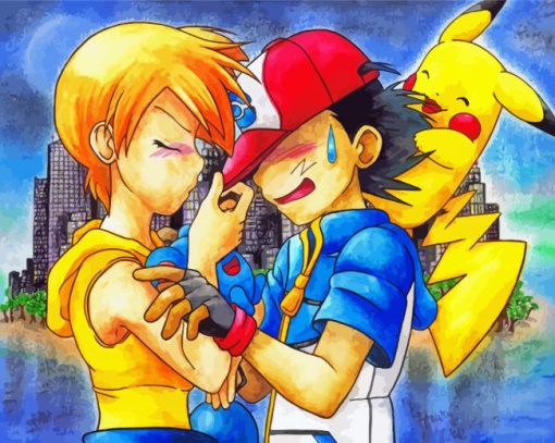 Pokemon Misty And Ash Characters Art paint by number